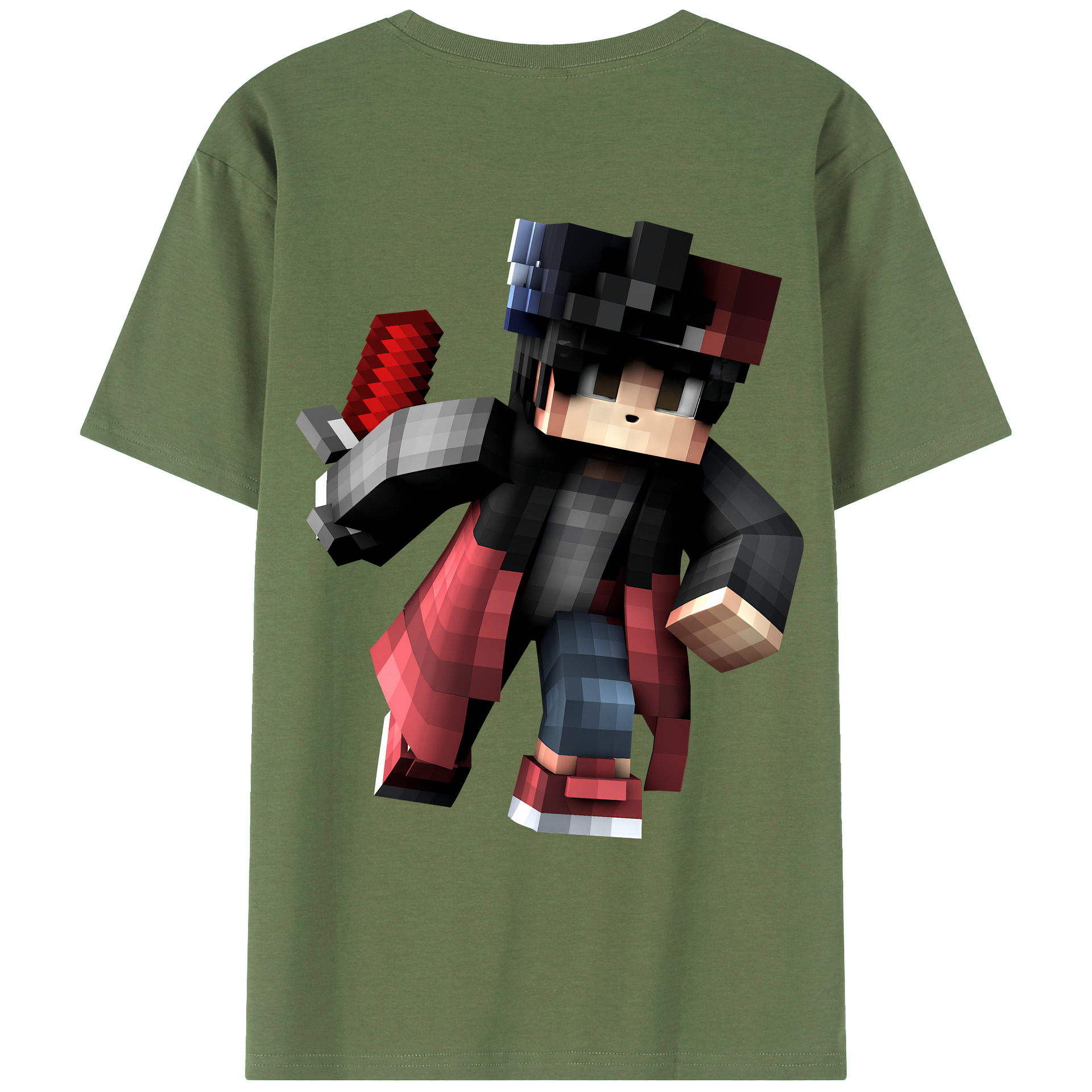 （画像用） マインクラフト ブロックの世界 Minecraft MC Block world 綿100％ メンズ半袖Tシャツ（バックプリント） 通気性